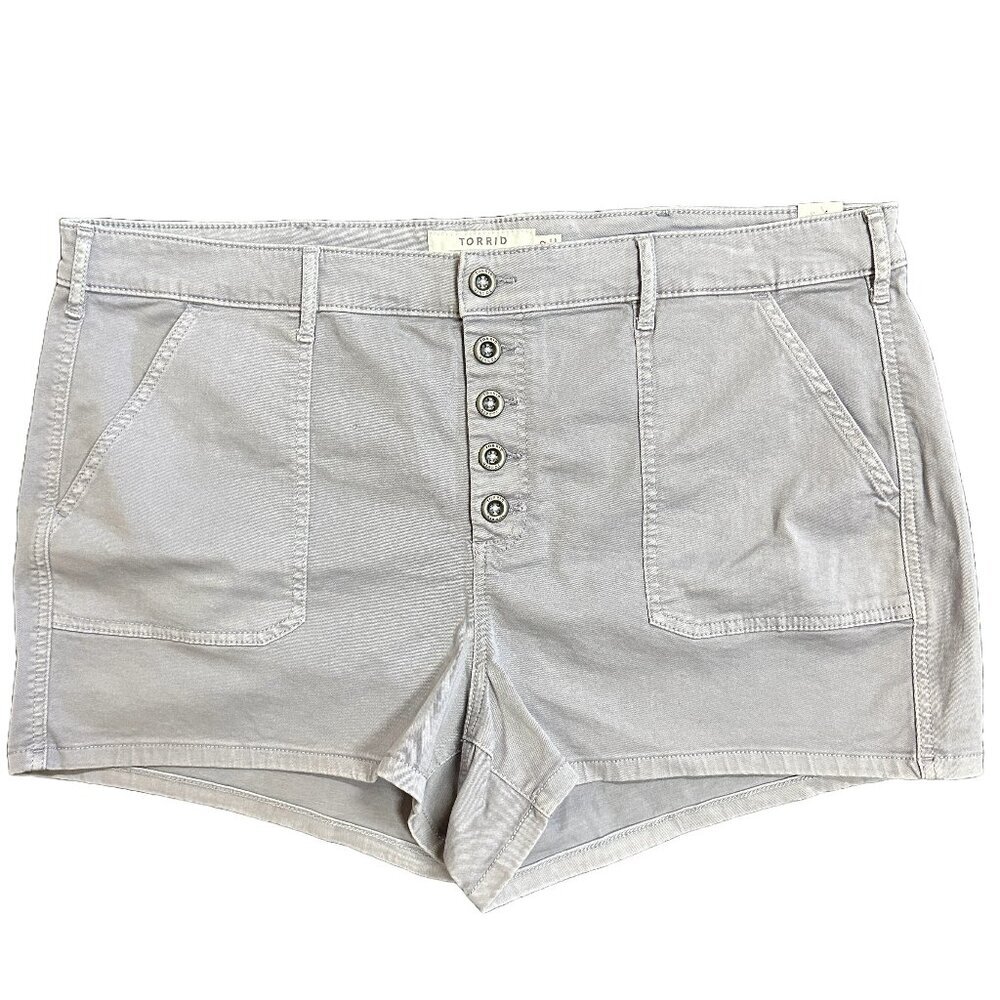 NWT Torrid Stretch Twill Mid-Rise Button Fly Short w/ 3.5 Inseam, Grey, Size 22